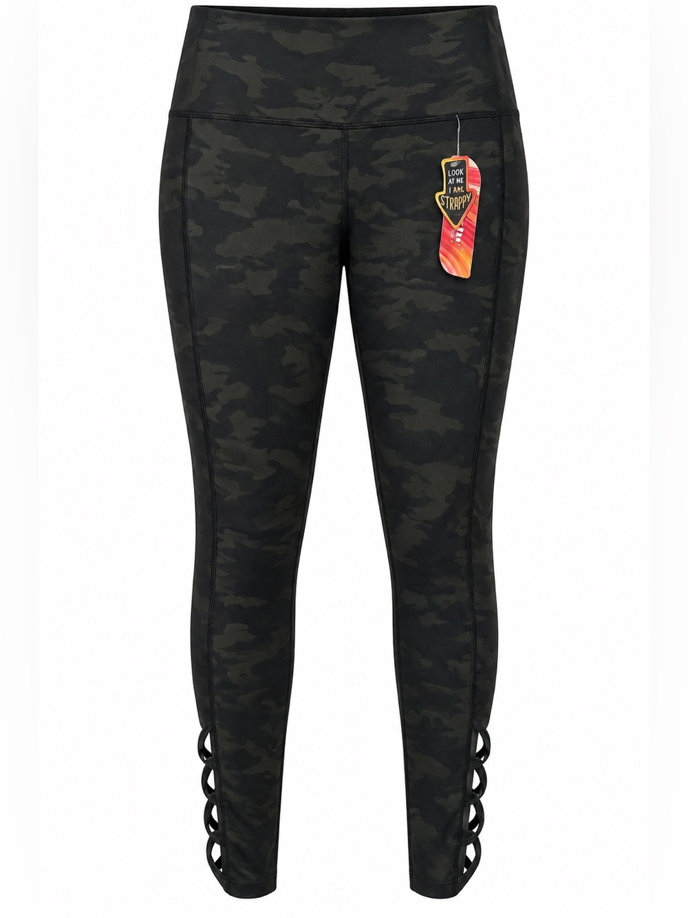 Women’s Camo Leggings, Dark Green,Strapping Open Stretch Medium NWT